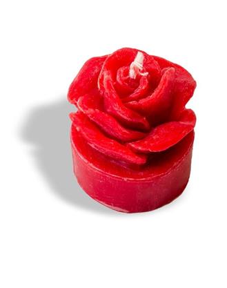 Bienenwachskerze - rot - Ø: 35mm - Höhe: ca. 40mm - Teelicht "Rose"