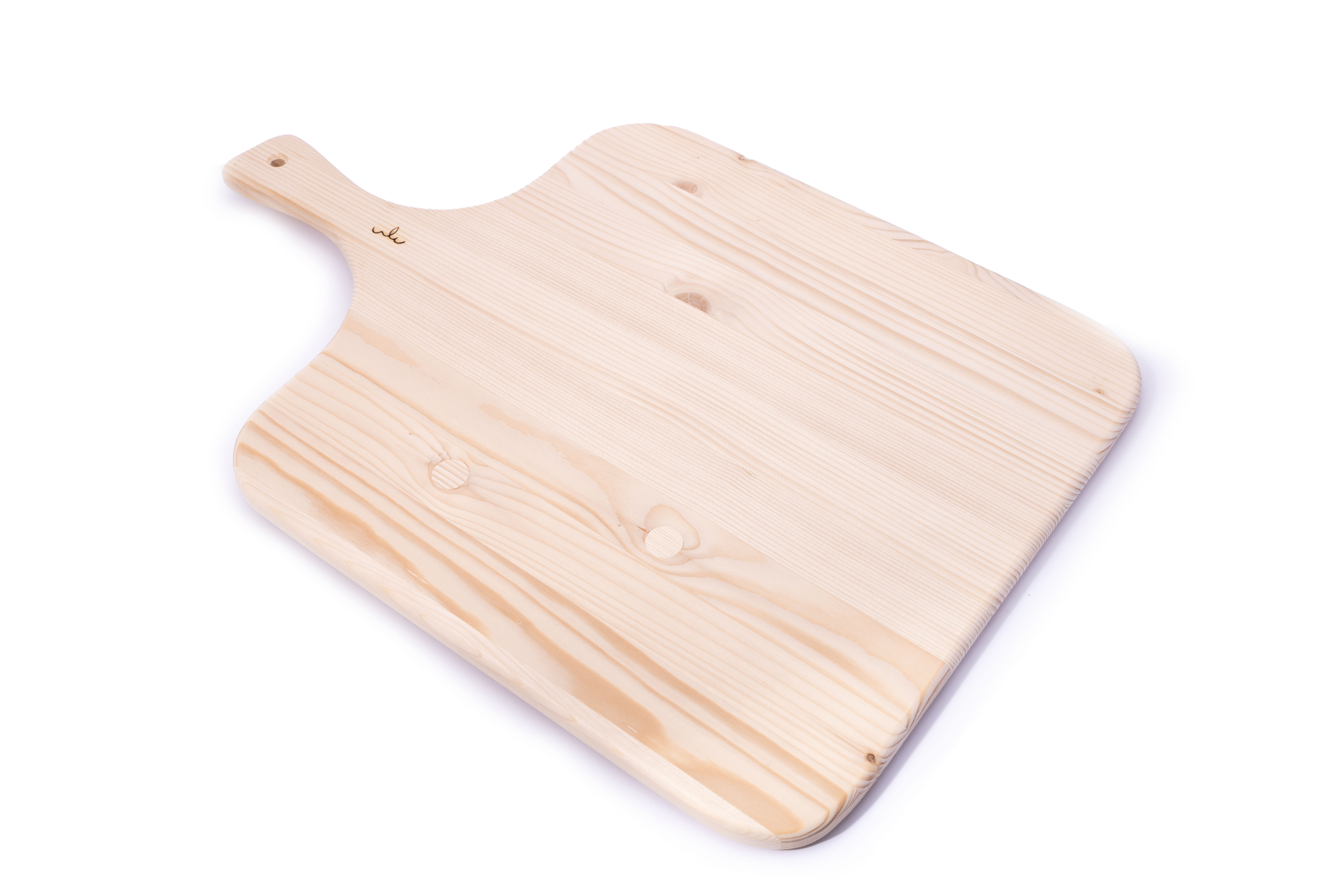 Holz-Pizzaschieber mit Griff für einfaches Tragen Ein rechteckiger Pizzaschieber aus Holz mit einem ergonomischen Griff