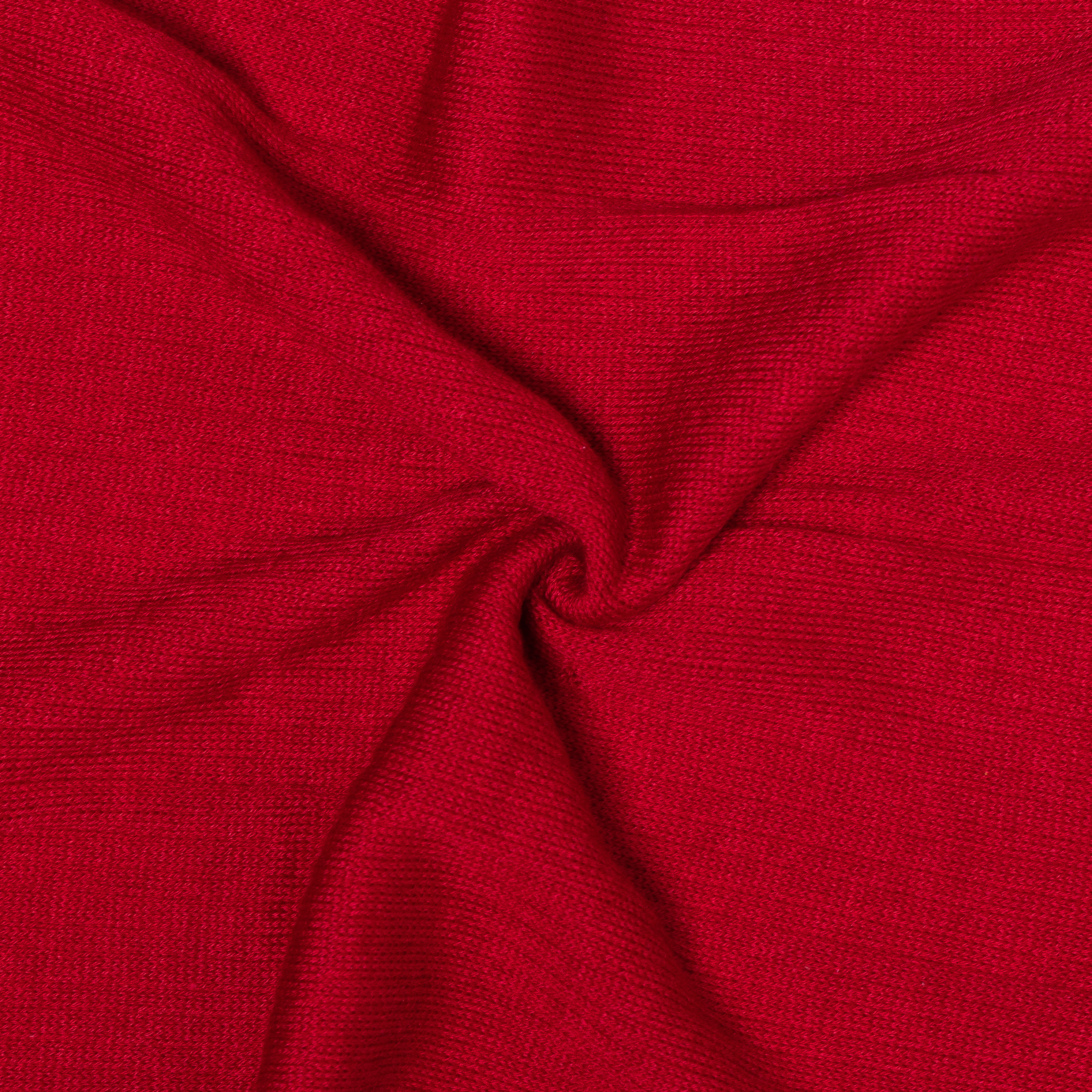 Roter Strickstoff im Detail Nahaufnahme eines roten Strickstoffs mit weicher Textur