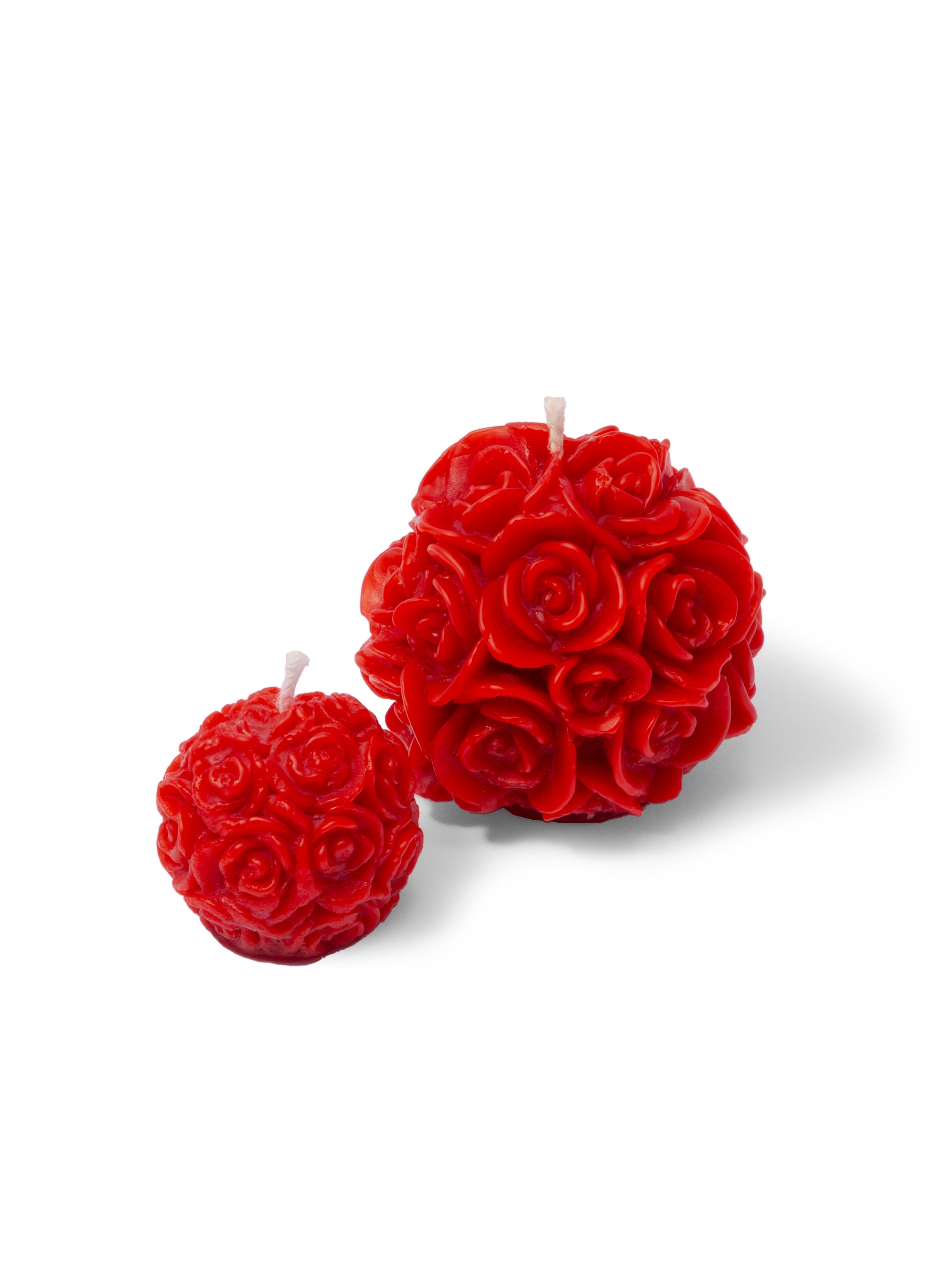 Rote Rosenteelichter im Set - Dekorative Kerzen Ein Set aus zwei roten Kerzen in Rosenform, ideal für romantische Anlässe und dekorative Zwecke