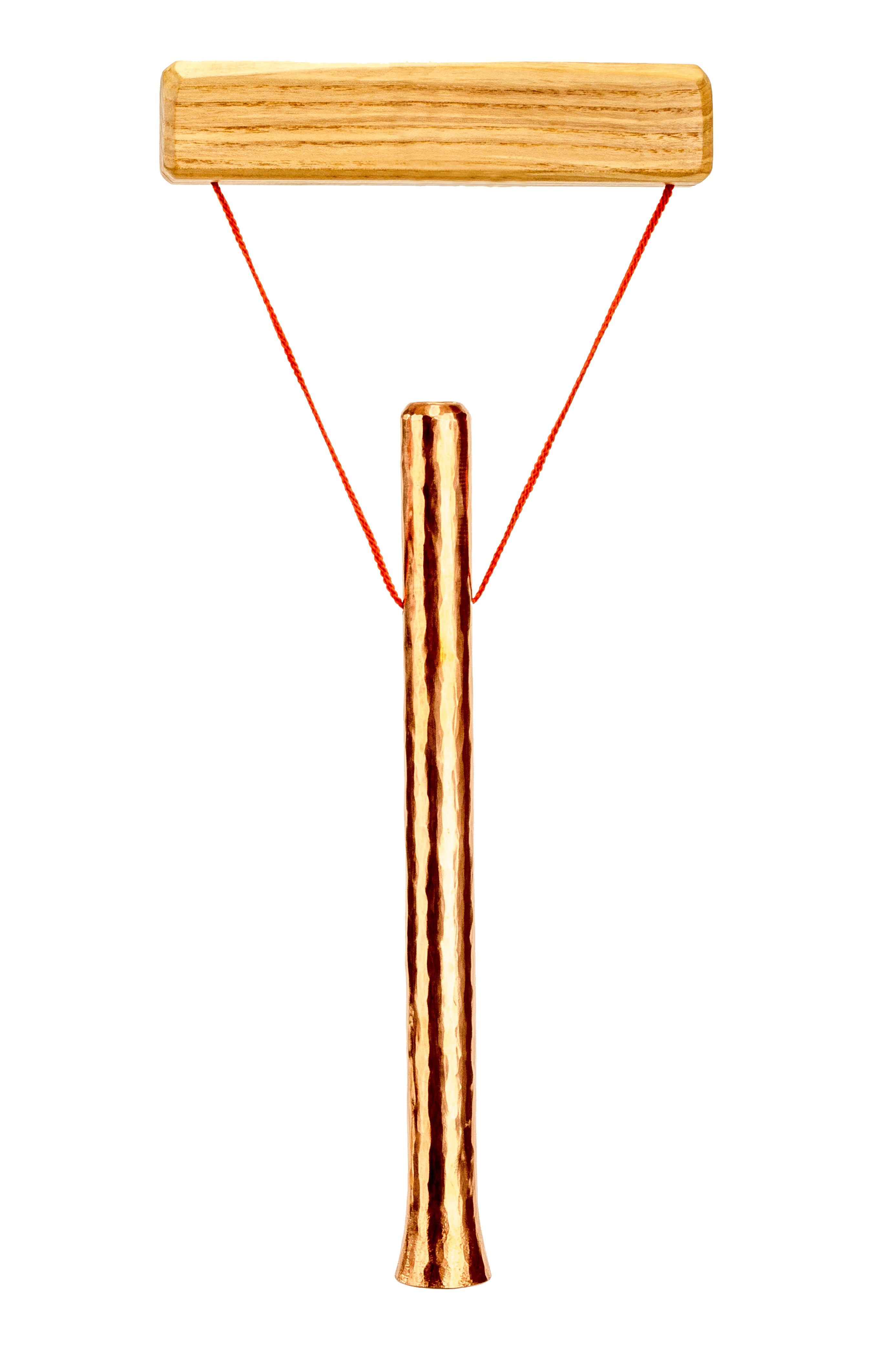 Holzkörper-Massageroller mit Kupferrolle und rotem Seil Handgehaltener Massageroller aus Holz und Kupfer mit rotem Seil für Körpermassage